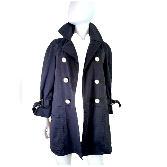 Marc by Marc Jacobs Double Breasted Mid Black Trench Coat Sz M L  Women's Jacket - Picture 1 of 16